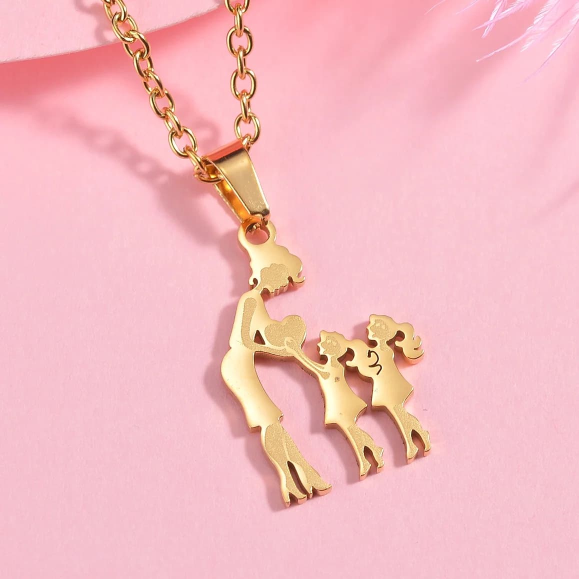 Srebrny stalowy naszyjnik dla mamy i dzieci 👩‍👧‍👦