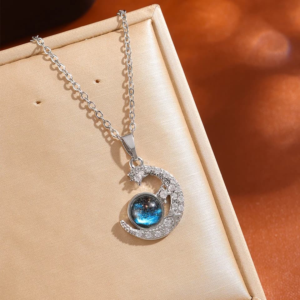 Lekki luksusowy naszyjnik tytanowo-stalowy gwiezdno-planetarny złoty 🪐