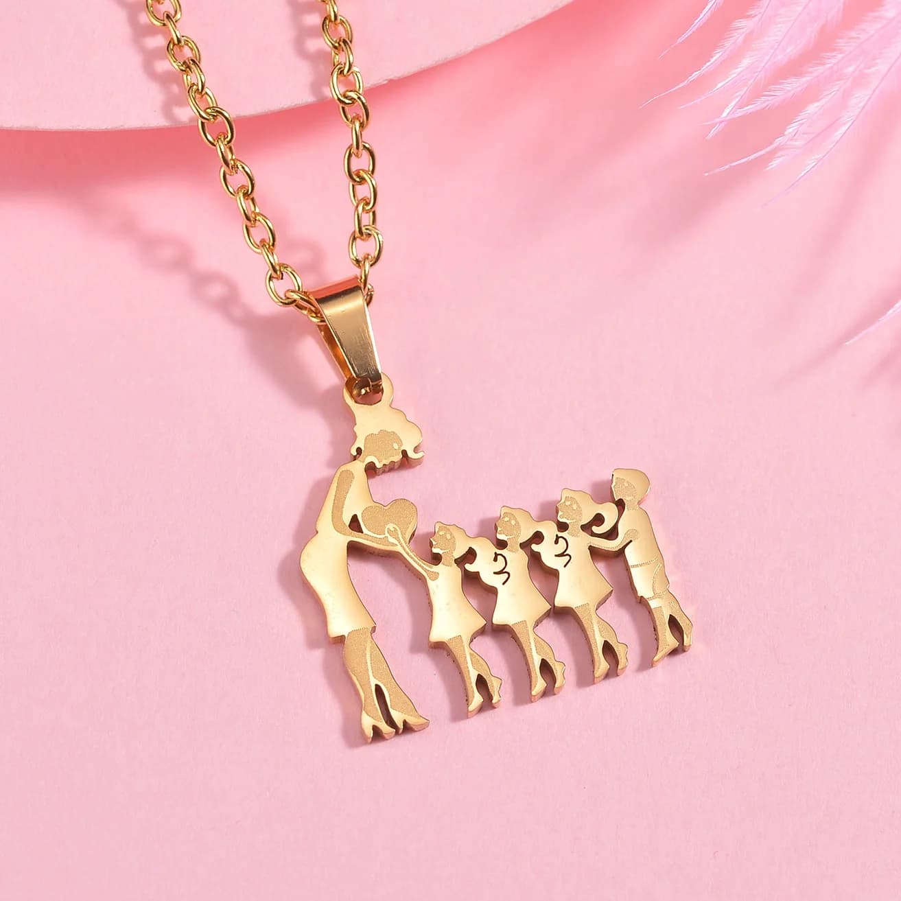 Srebrny stalowy naszyjnik dla mamy i dzieci 👩‍👧‍👦